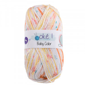 Pelote de laine Baby ok color blanc orange, Odrey créa et ses petites pelotes