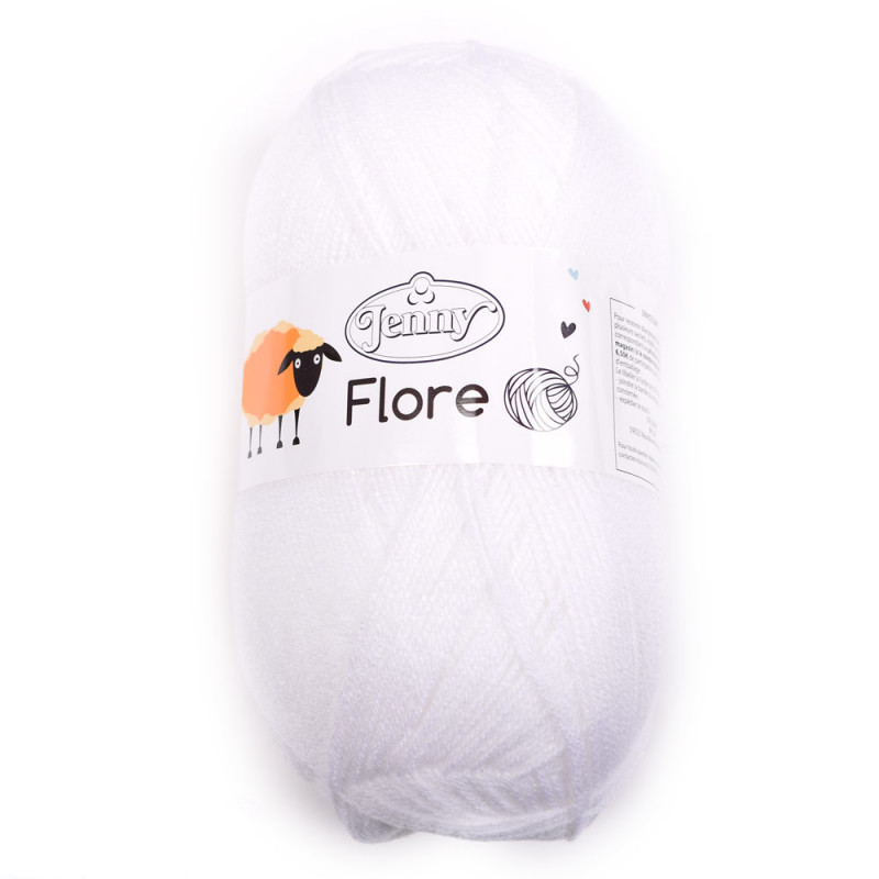 Pelote de laine jenny flore blanc, O'drey créa et ses petites pelotes